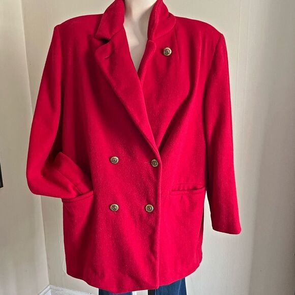 Vintage J.G. Hook Red Wool Blend Coat Women’s Size 12 Double Breasted USA Made - Picture 10 of 10